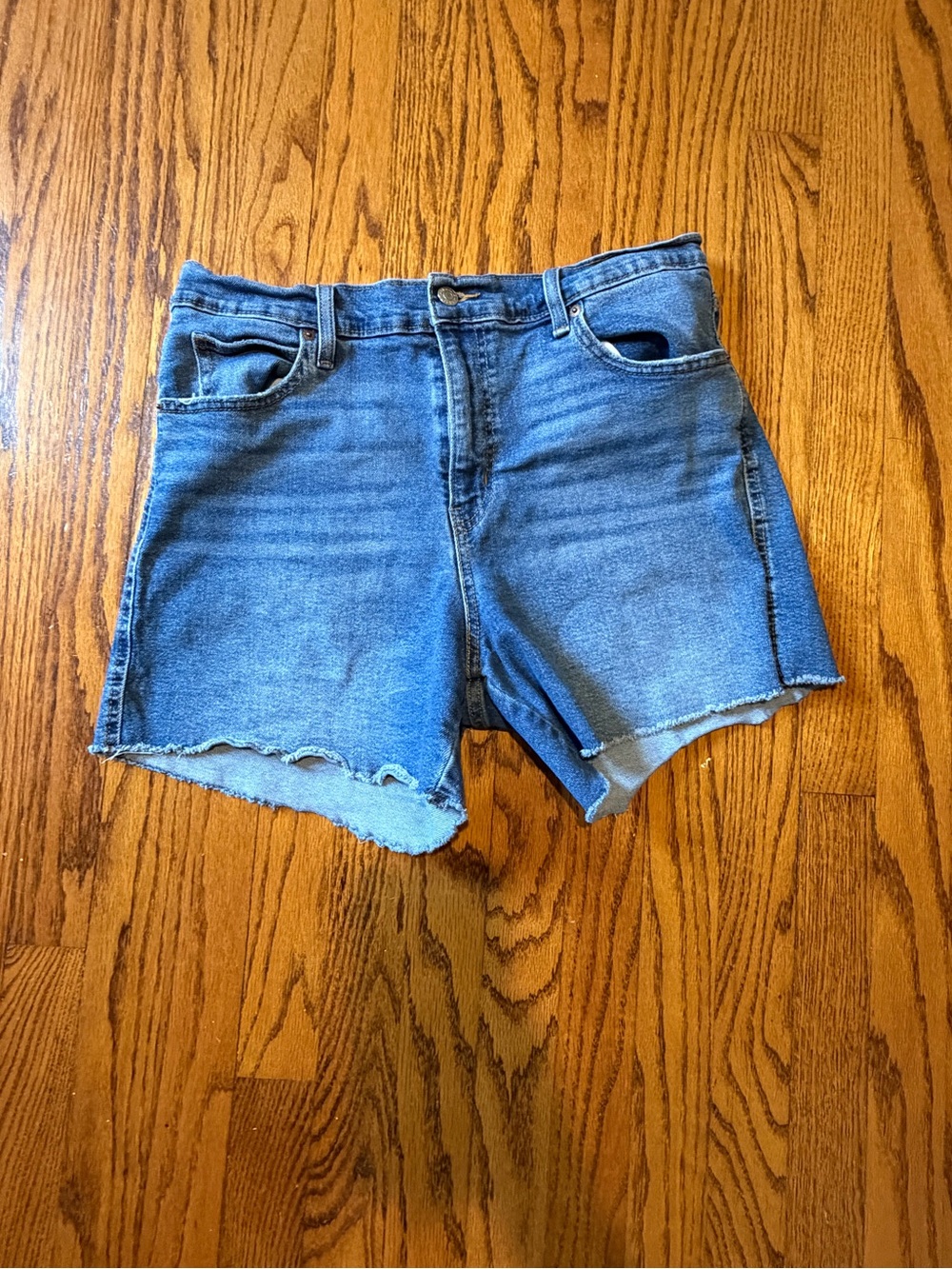 Signature by Levi Strauss Distressed Light Blue Denim Cutoff Shorts - Size 12